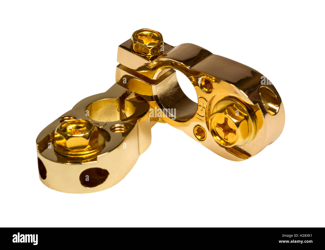 Positive and negative contact terminal CAR battery Stock Photo Alamy