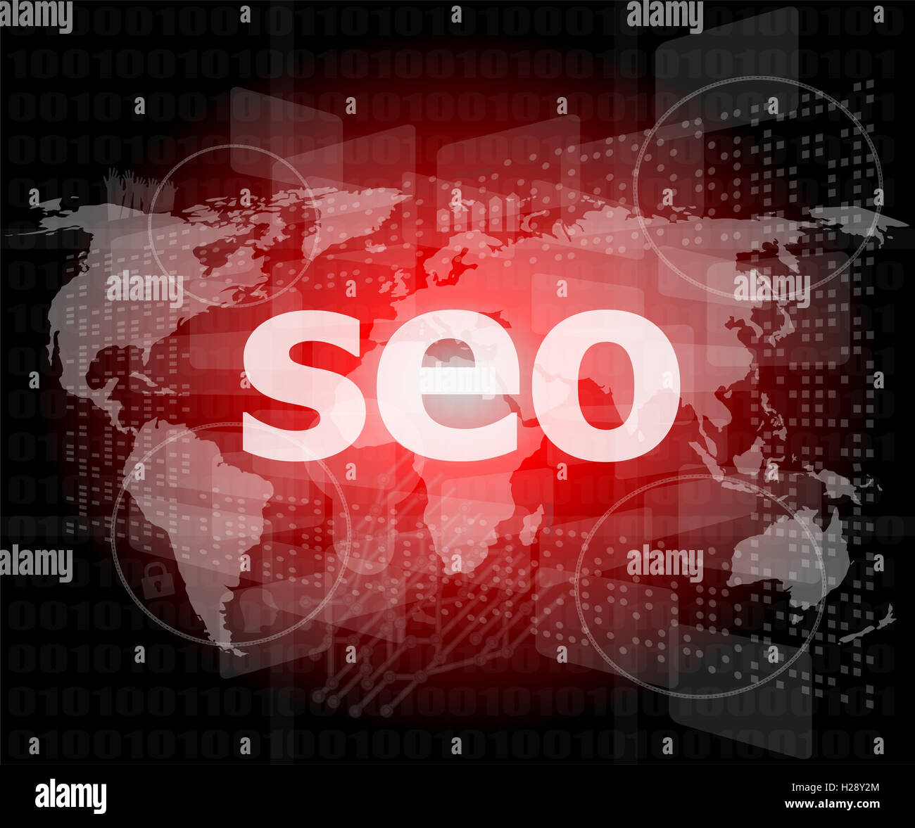 Seo Word Humbnail The word seo on digital screen, it concept Stock Photo - Alamy