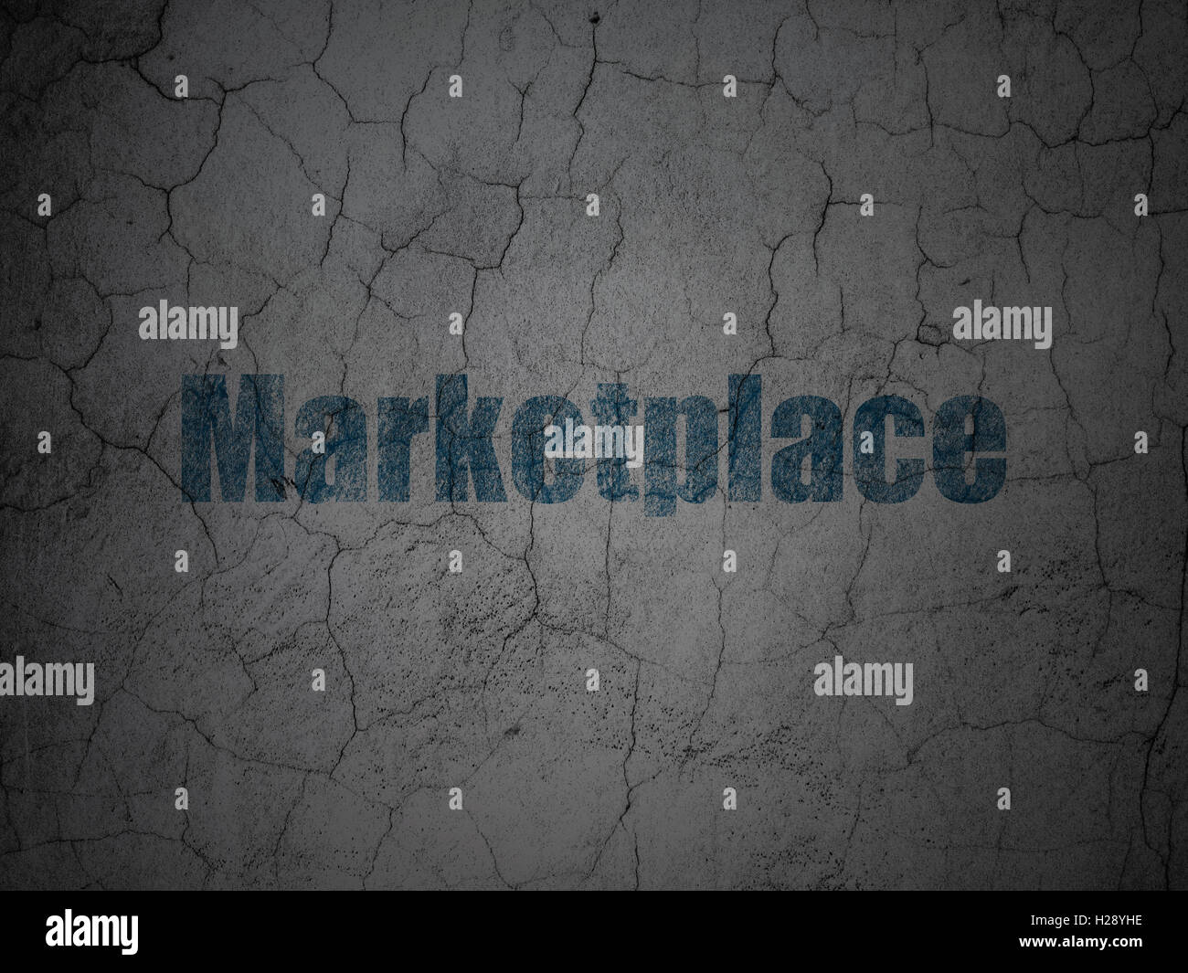 Marketing concept marketplace on grunge wall background stock photo