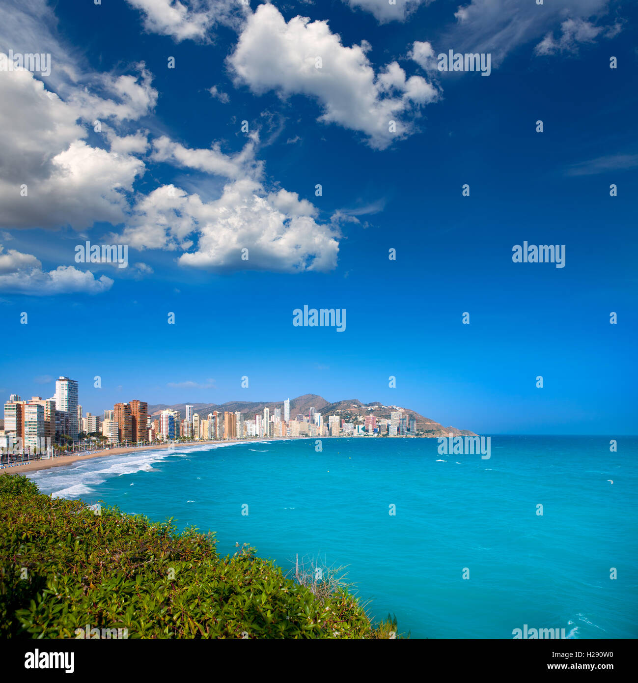 Benidorm Alicante Beach Buildings And Mediterranean Stock Photo - Alamy