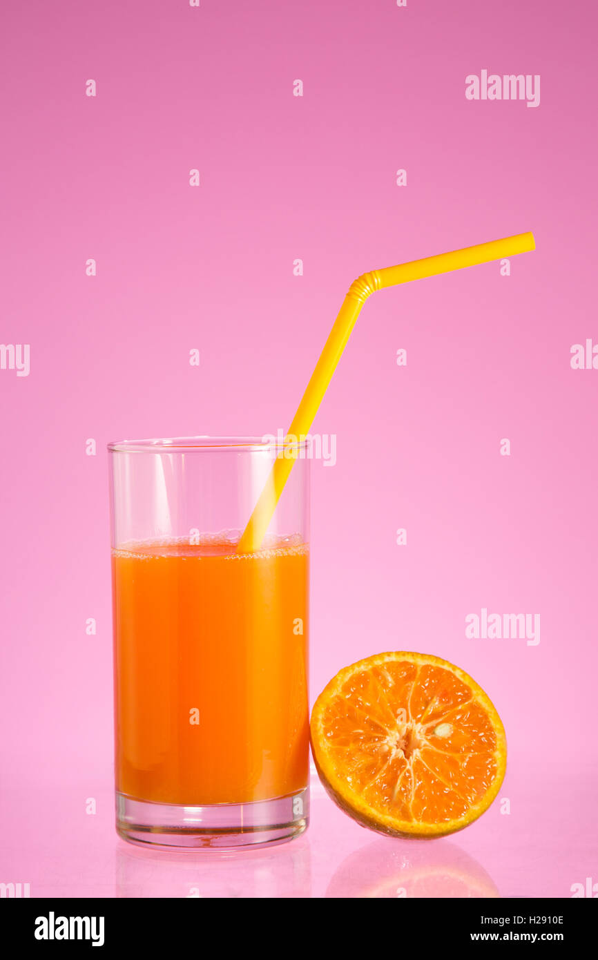 Glass of fresh orange juice Stock Photo Alamy