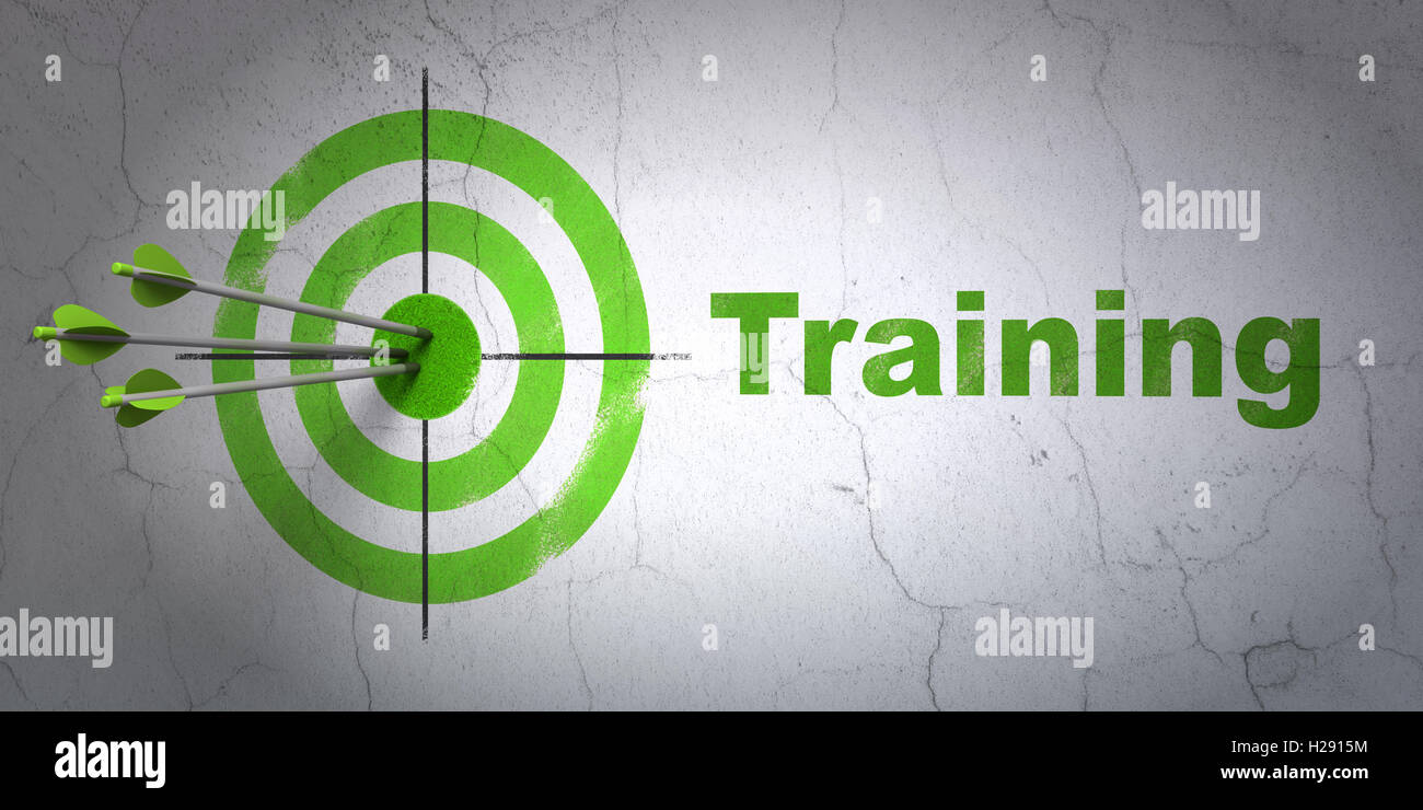 Education concept: target and Training on wall background Stock Photo ...