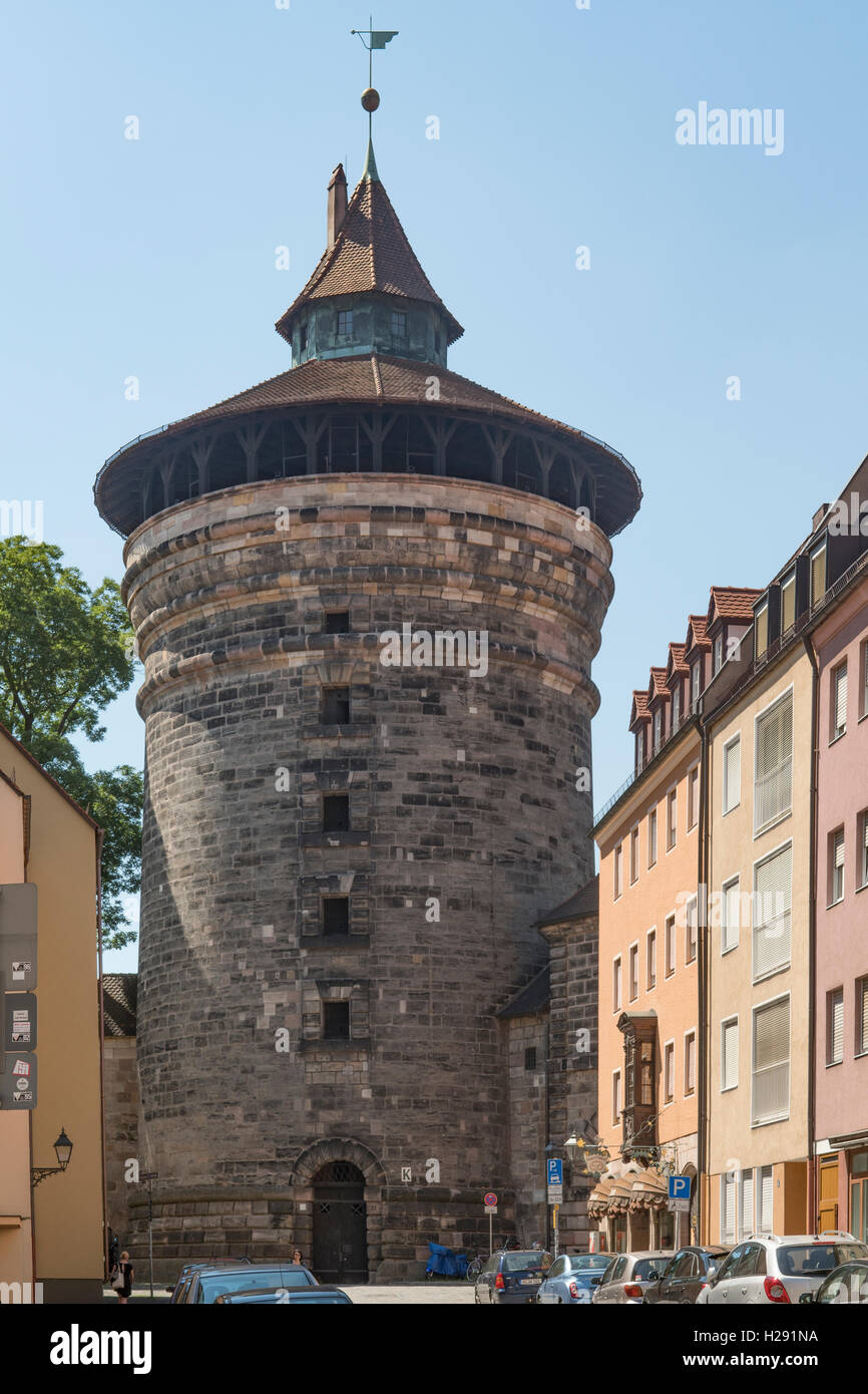 New Tower, City Wall, Nuremberg, Bavaria, Germany Stock Photo