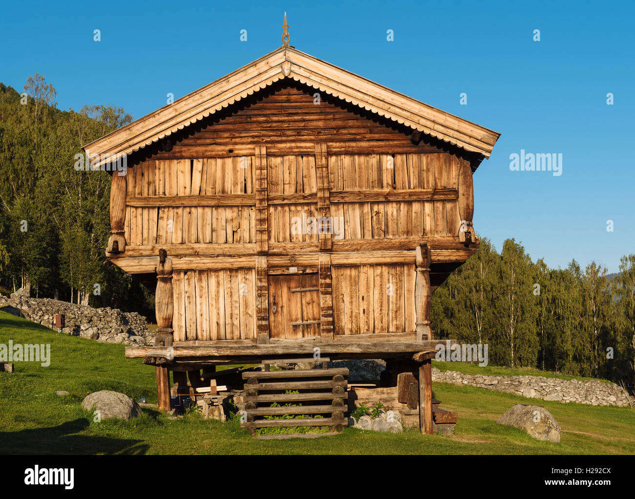 Old storehouse, wooden barn, Uvdal, Numedal, Norway Stock Photo