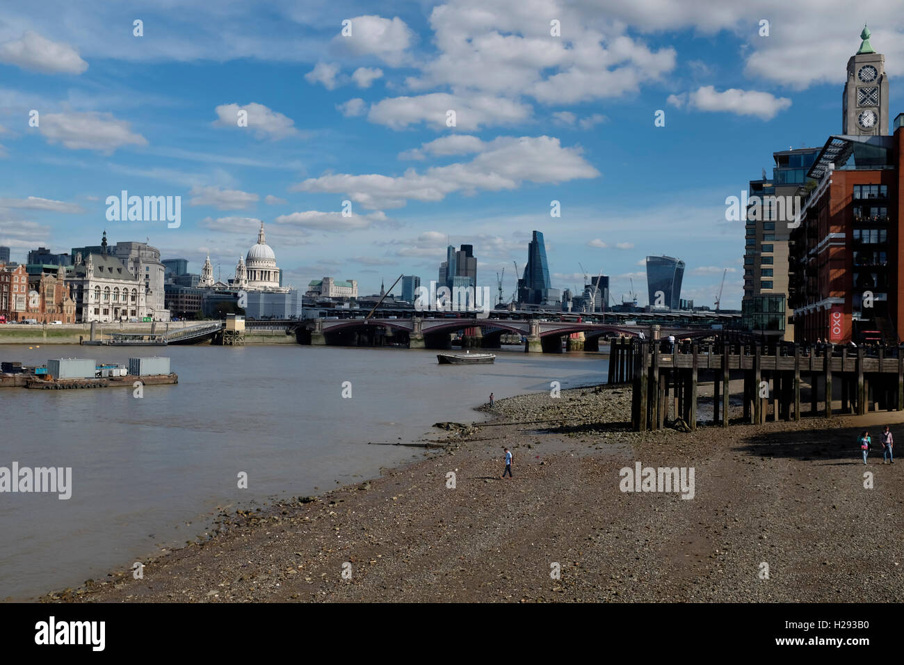 London Skyline from South Bank of the Thames Stock Photo