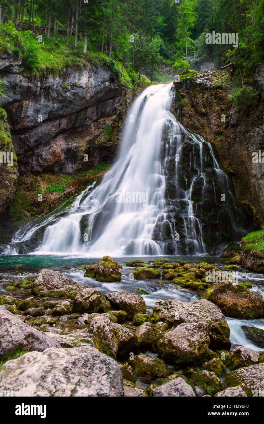 The majestic Gollinger Waterfall in Austria, Europe Stock Photo