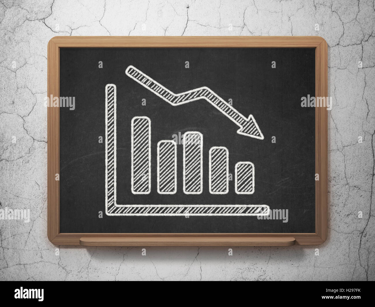 News concept: Decline Graph on chalkboard background Stock Photo - Alamy