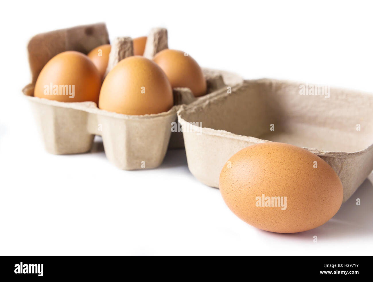 Egg box on white background Stock Photo - Alamy