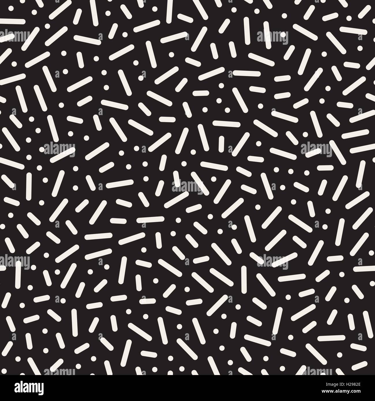 Vector Seamless Black and White Memphis Lines And Circles Jumble ...