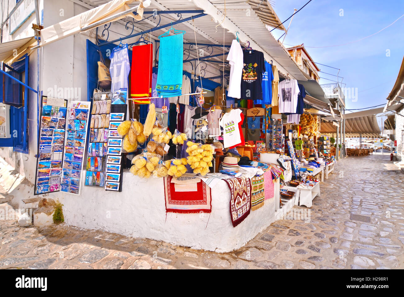 touristic shops with souvenirs at Hydra island Greece Stock Photo Alamy