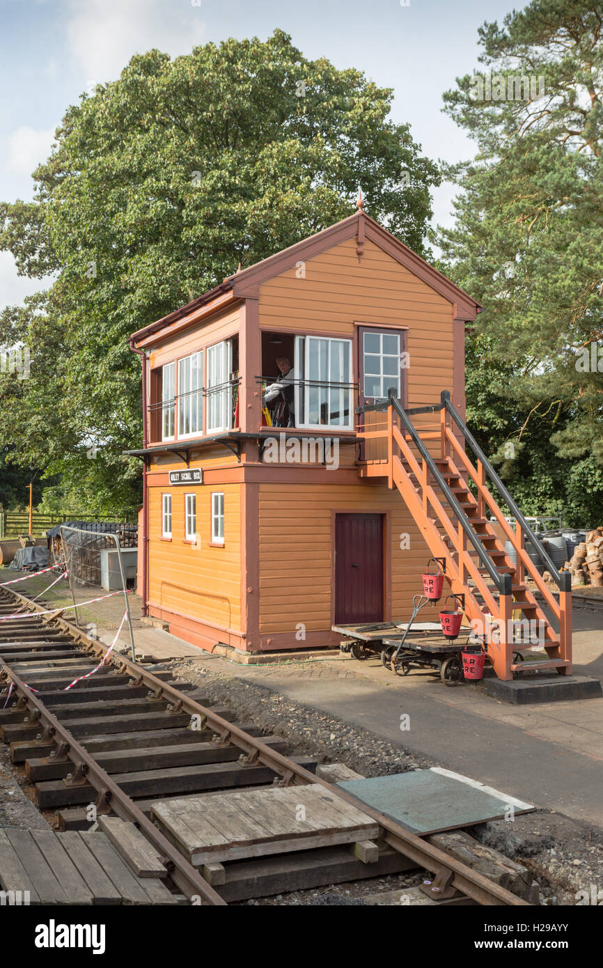 Signal box at Bridgnorth railway station as part of the steam heritage Severn Valley railway, Shropshire UK Stock Photo