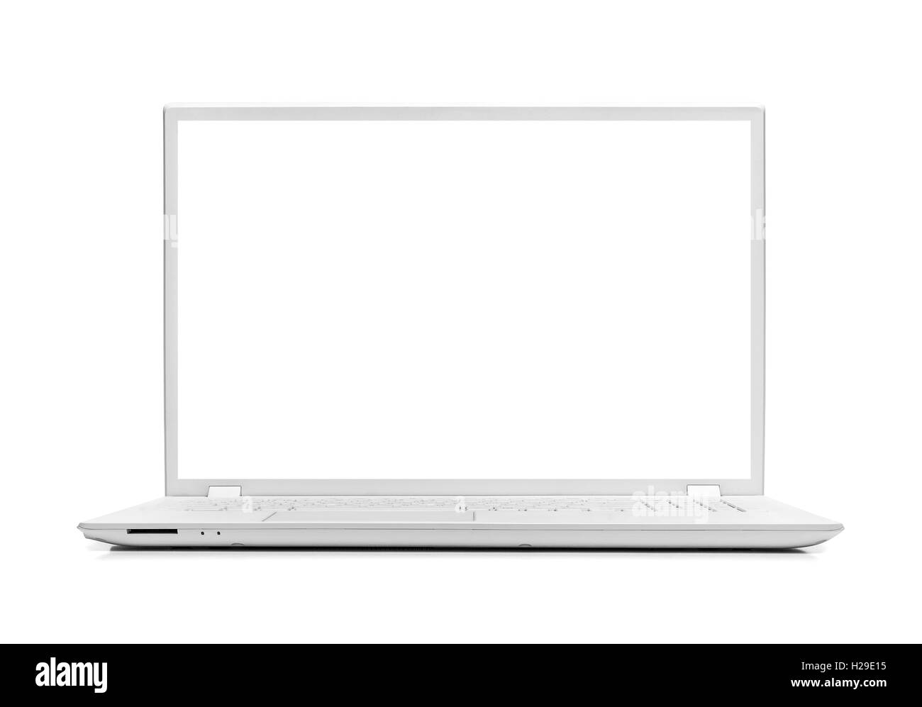 White modern laptop isolated on white background. Stock Photo