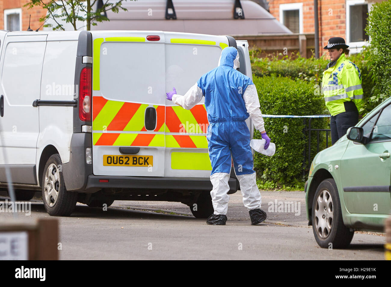 The crime scene where three bodies were found in Didcot following a triple murder Stock Photo