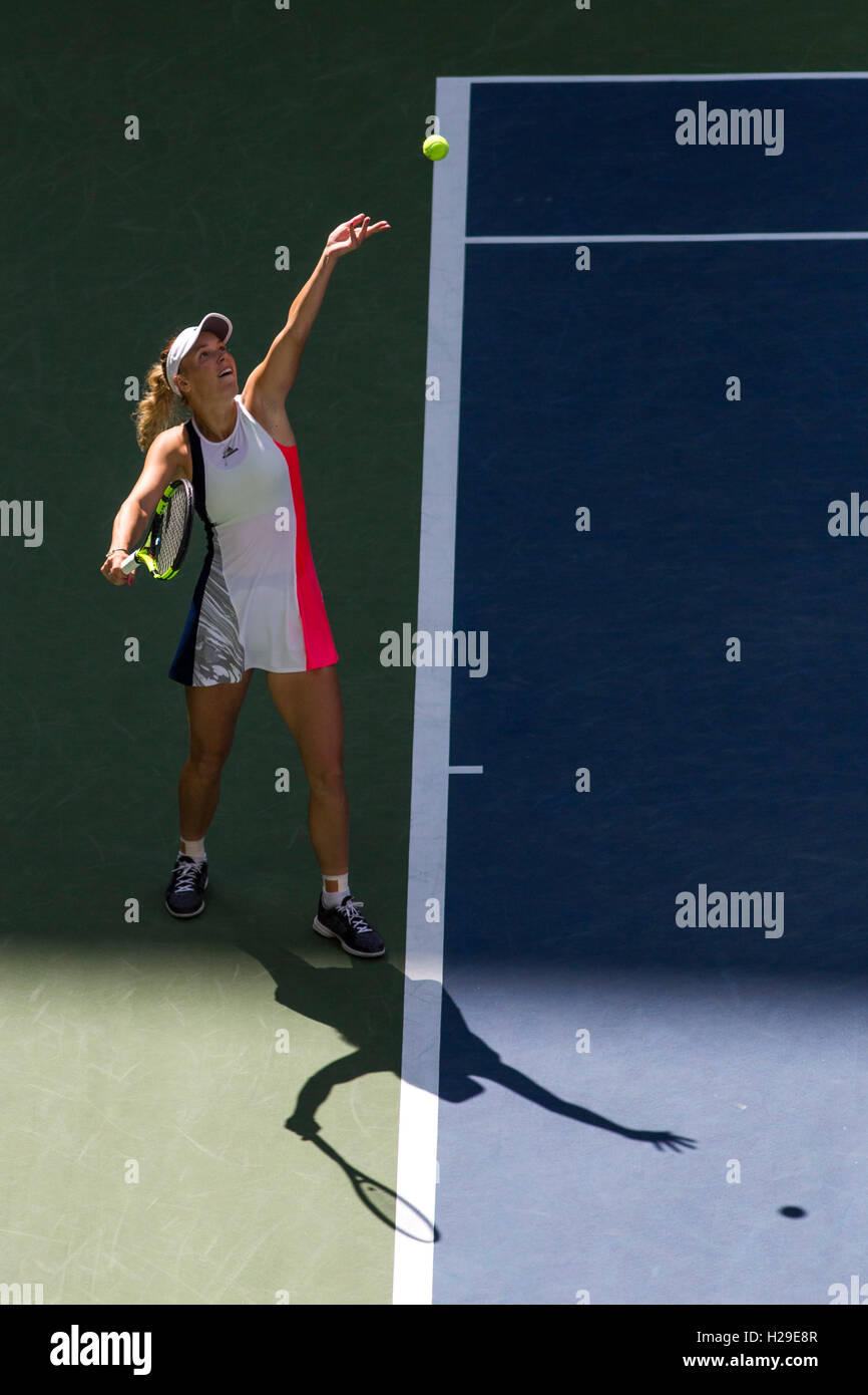 Caroline Wozniacki competing in the 2016 US Open Stock Photo