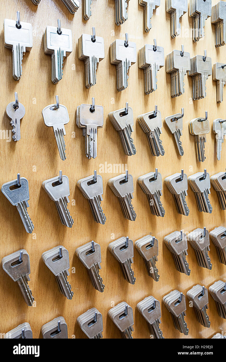 to several hooks hang there are several keys Stock Photo Alamy