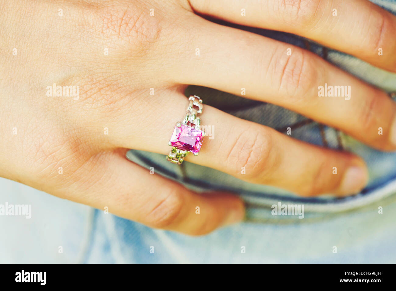 Woman big ring red ruby hi-res stock photography and images - Alamy