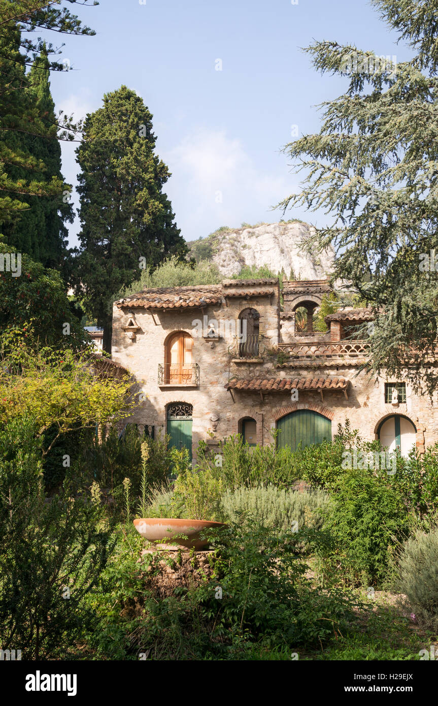 Folly within the public gardens in Taormina, Sicily , Italy, Europe Stock Photo