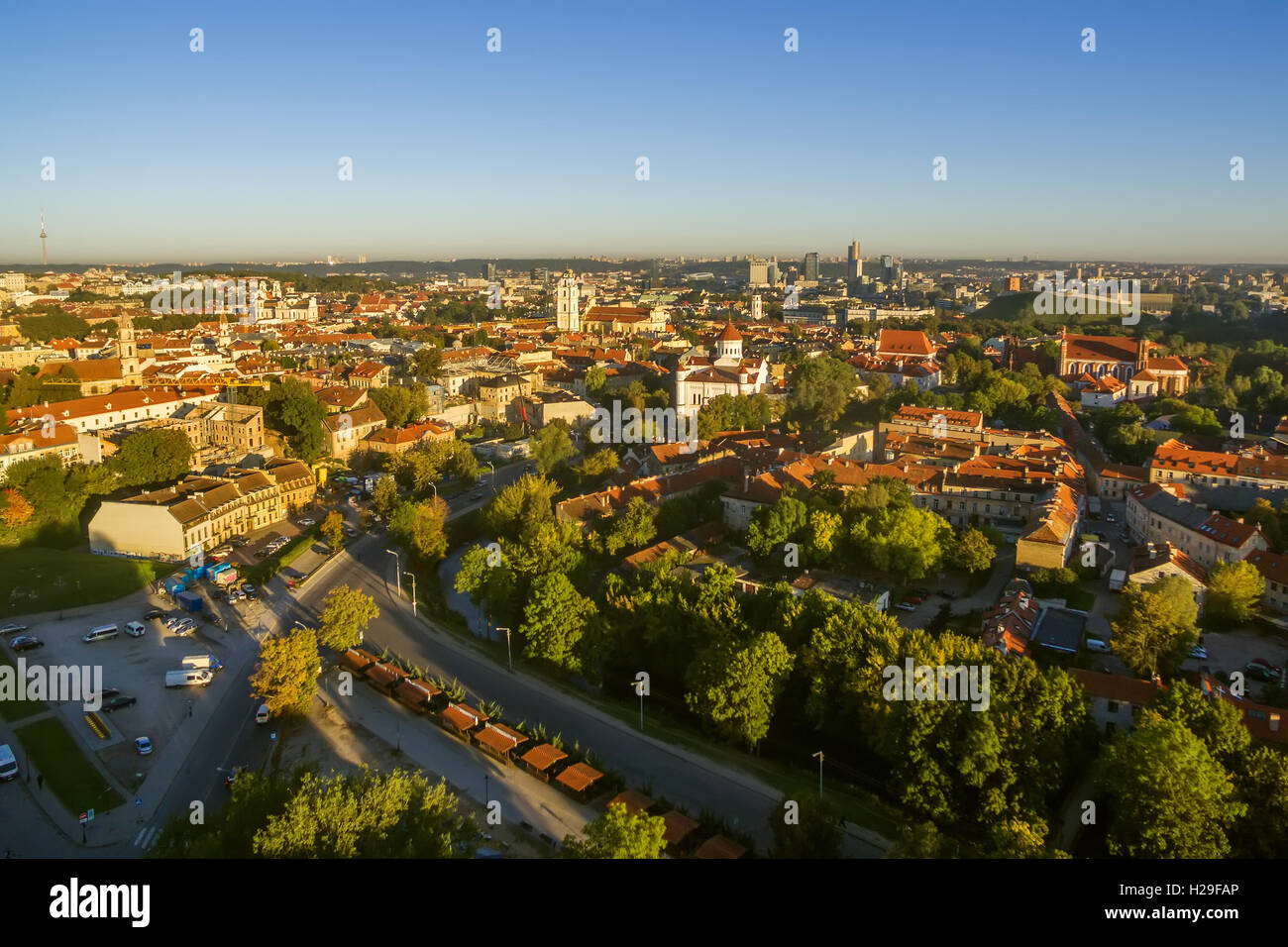 Vilnius, Lithuania: aerial top view of the old town Stock Photo