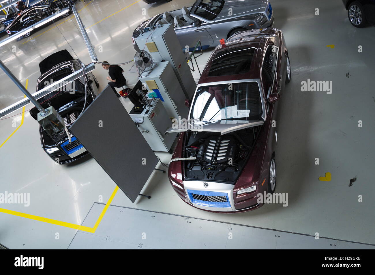 RollsRoyce cars stand on production line in Goodwood factory on August