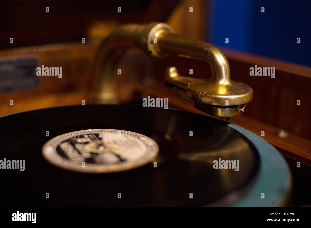 An antique phonograph record player Stock Photo Alamy