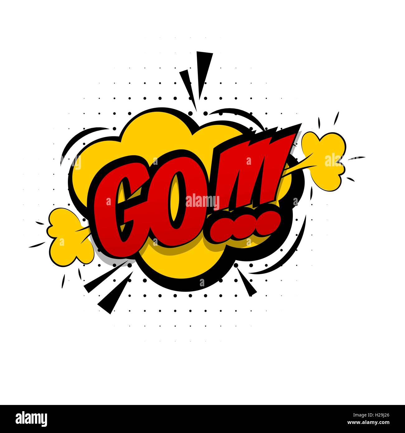 Comic sound effects pop art vector style phrase GO. Sound bubble speech  with word GO comic cartoon expression sounds pop art Stock Vector Image &  Art - Alamy