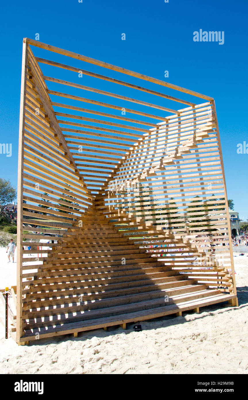 Cottesloe,WA,AustraliaMarch 12,2016Wooden sculpture at Cottesloe