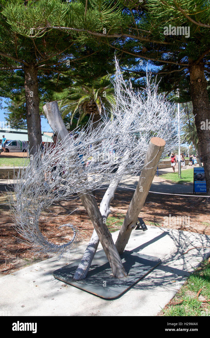 Cottesloe,WA,Australia-March 12,2016:Twisted sculpture at Sculptures by the Sea on the foreshore of Cottesloe Beach in Cottesloe,Western Australia Stock Photo