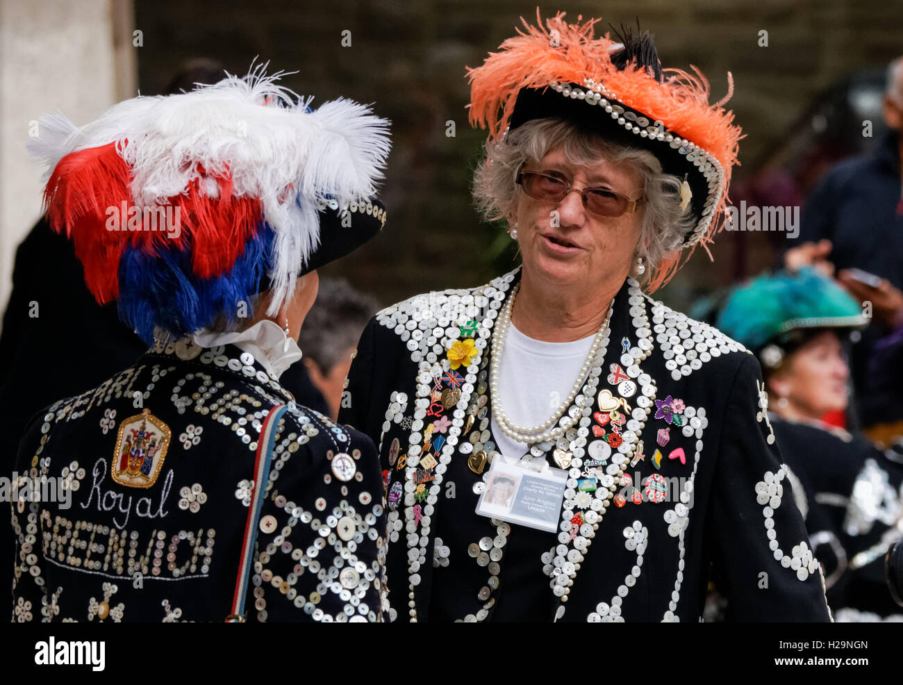 Pearly Kings and Queens Harvest Festival at Guildhall Yard, London England United Kingdom UK Stock Photo