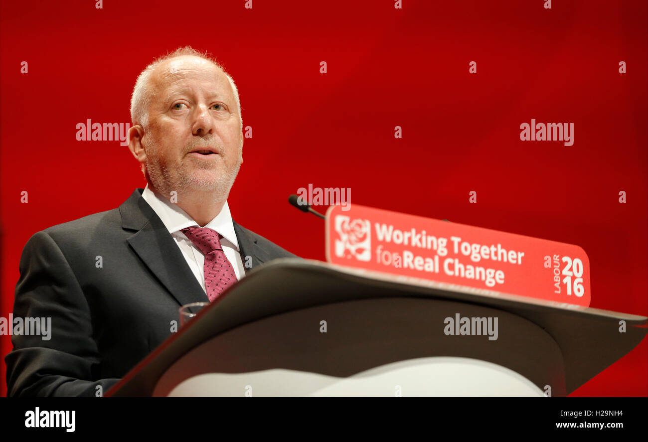 Liverpool, Uk. 25th September, 2016.  Andy Mcdonald Mp Shadow Secretary Of State For Transport Labour Party Conference 2016 The Acc Liverpool, Liverpool, England 25 September 2016 Addresses The Labour Party Conference 2016 At The Acc Liverpool, Liverpool, England © Allstar Picture Library/Alamy Live News Credit:  Allstar Picture Library/Alamy Live News Stock Photo