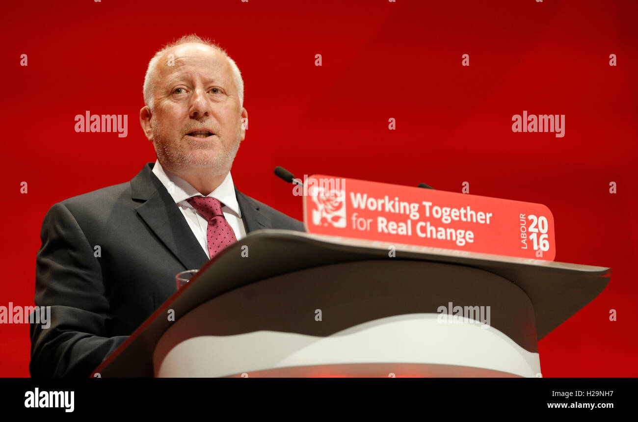 Liverpool, Uk. 25th September, 2016.  Andy Mcdonald Mp Shadow Secretary Of State For Transport Labour Party Conference 2016 The Acc Liverpool, Liverpool, England 25 September 2016 Addresses The Labour Party Conference 2016 At The Acc Liverpool, Liverpool, England © Allstar Picture Library/Alamy Live News Credit:  Allstar Picture Library/Alamy Live News Stock Photo