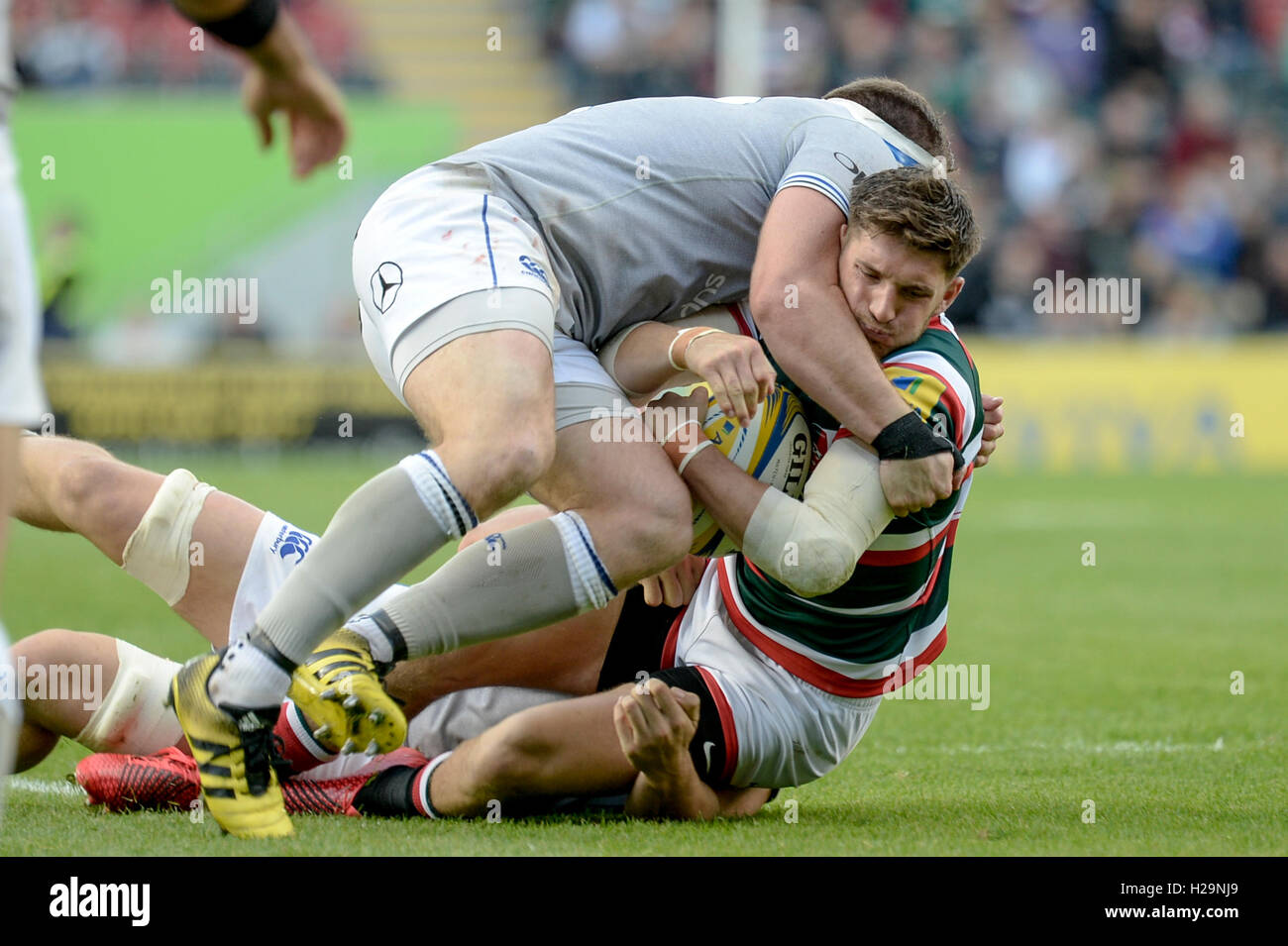 Leicester Tigers vs Bath Rugby at Welford Road, 25/09/16. Stock Photo