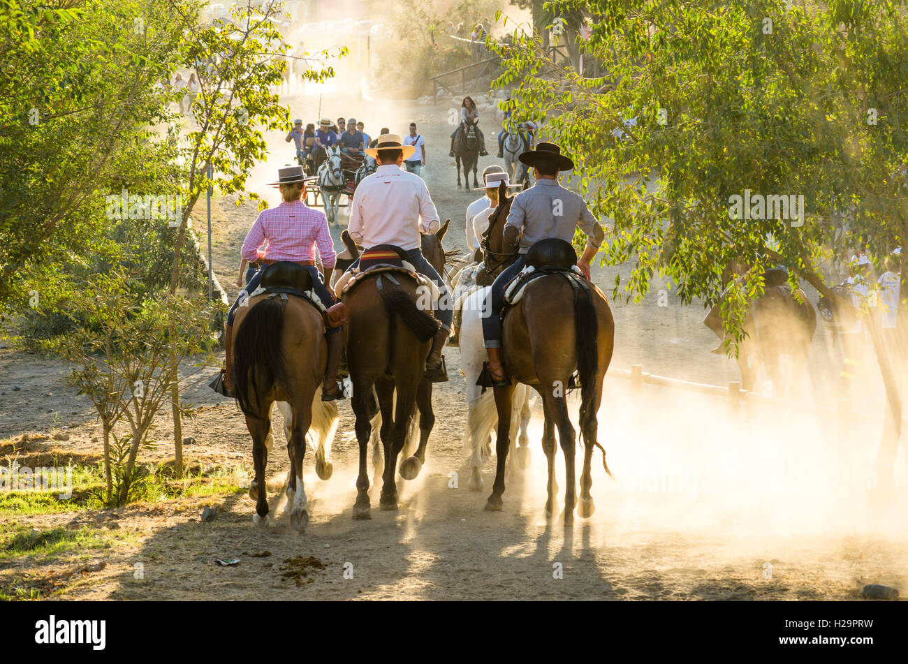 Traditional horse riders and carriages at Romeria of Fuengirola, religious pilgrimage one week before the annual fair, Fuengirola, Andalusia, Spain. 25 september, 2016.  Feria Credit:  Perry van Munster/ Alamy Live News Stock Photo
