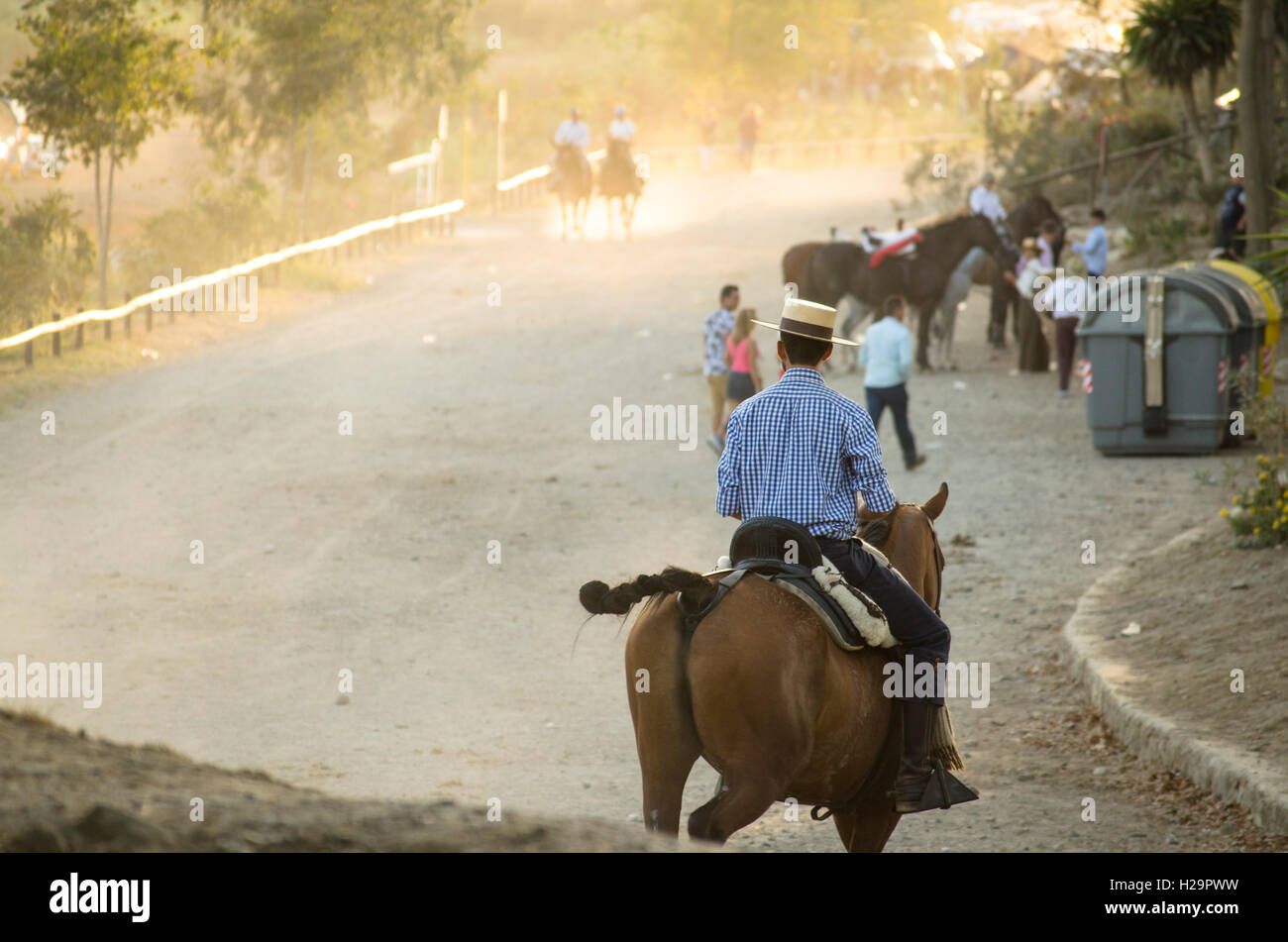 Traditional horse riding at Romeria of Fuengirola, religious pilgrimage one week before the annual fair, Fuengirola, Andalusia, Spain. 25 september, 2016.  Feria Credit:  Perry van Munster/ Alamy Live News Stock Photo