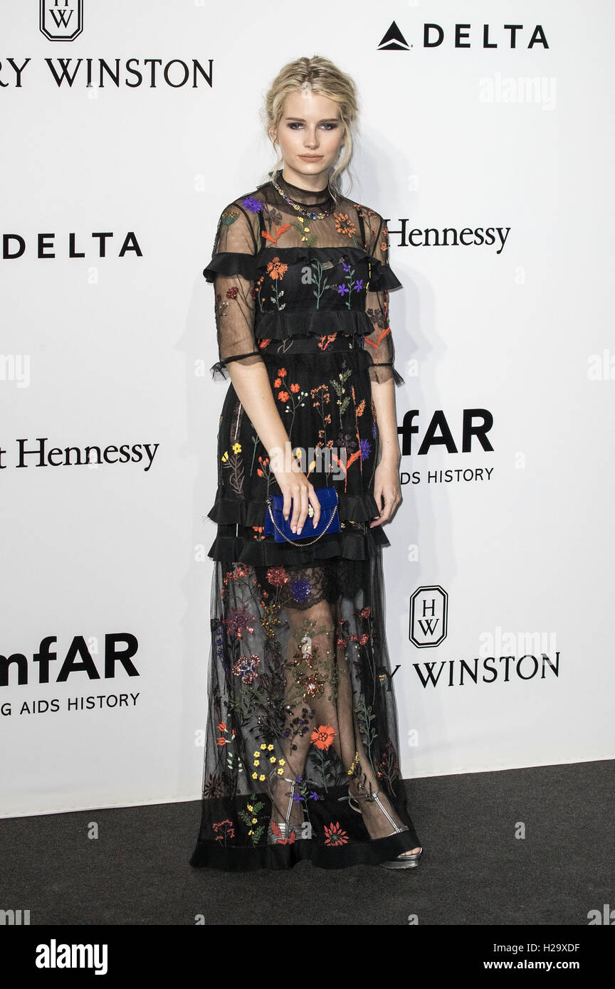 Milan, Italy. 24th Sep, 2016. Lottie Moss attends the amfAR Milano 2016