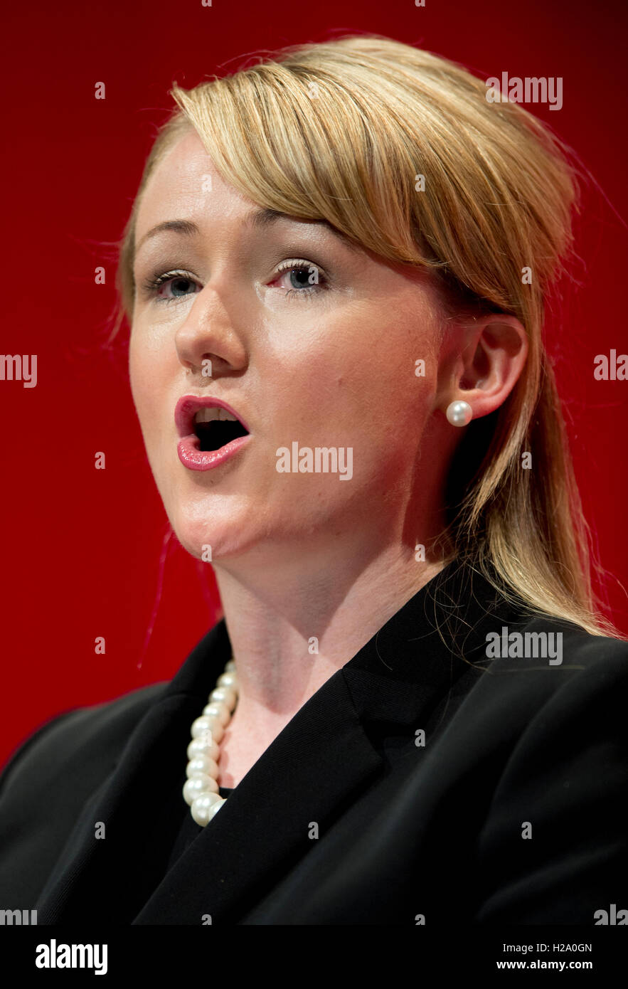 Liverpool, UK. 26th September 2016. Shadow Chief Secretary to the Treasury Rebecca Long-Bailey MP speaks at day two of the Labour Party Conference in Liverpool. Credit:  Russell Hart/Alamy Live News. Stock Photo