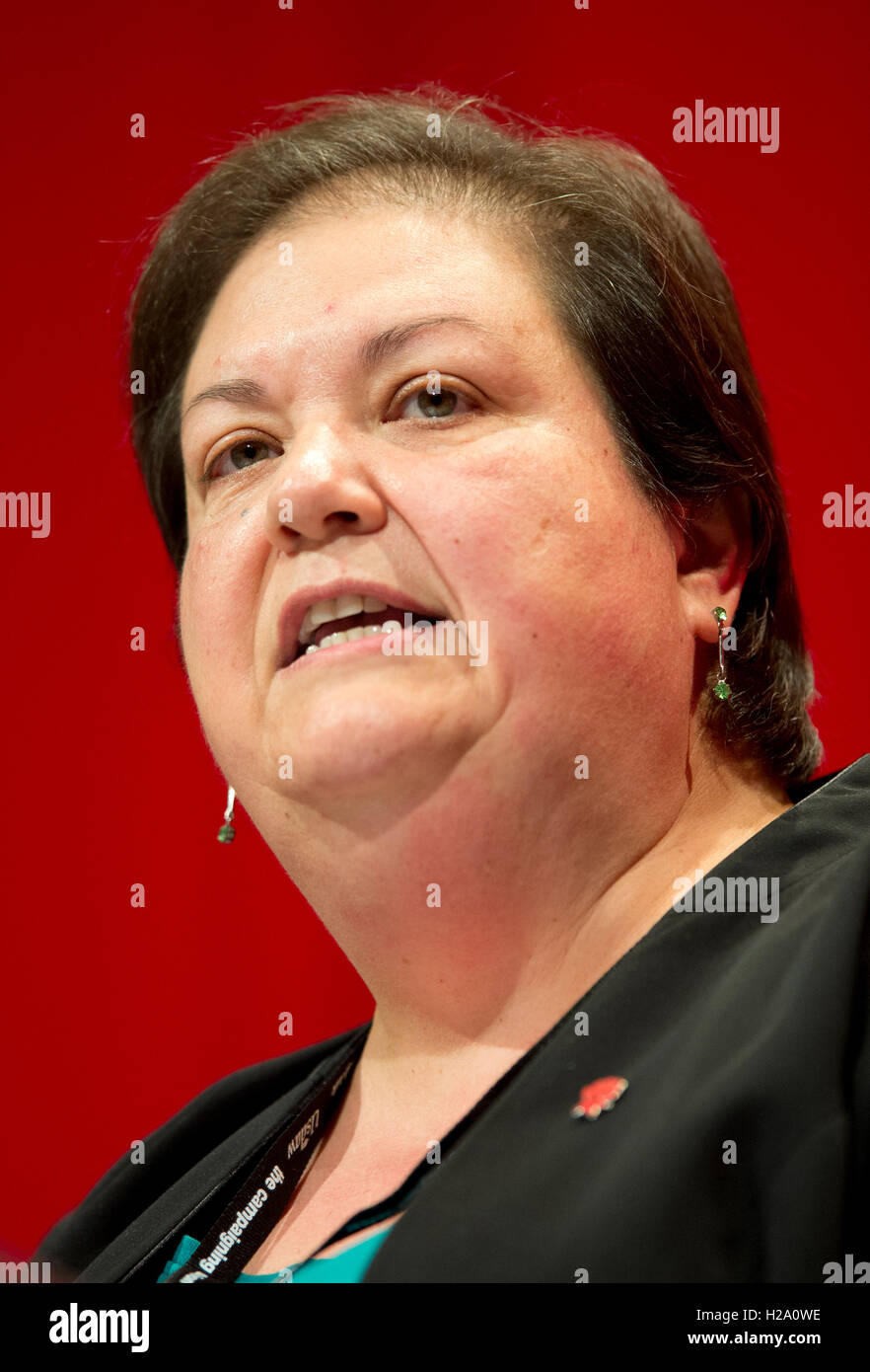 Liverpool, UK. 26th September 2016. West Dumbartonshire MSP Jackie Baillie speaks at day two of the Labour Party Conference in Liverpool. Credit:  Russell Hart/Alamy Live News. Stock Photo