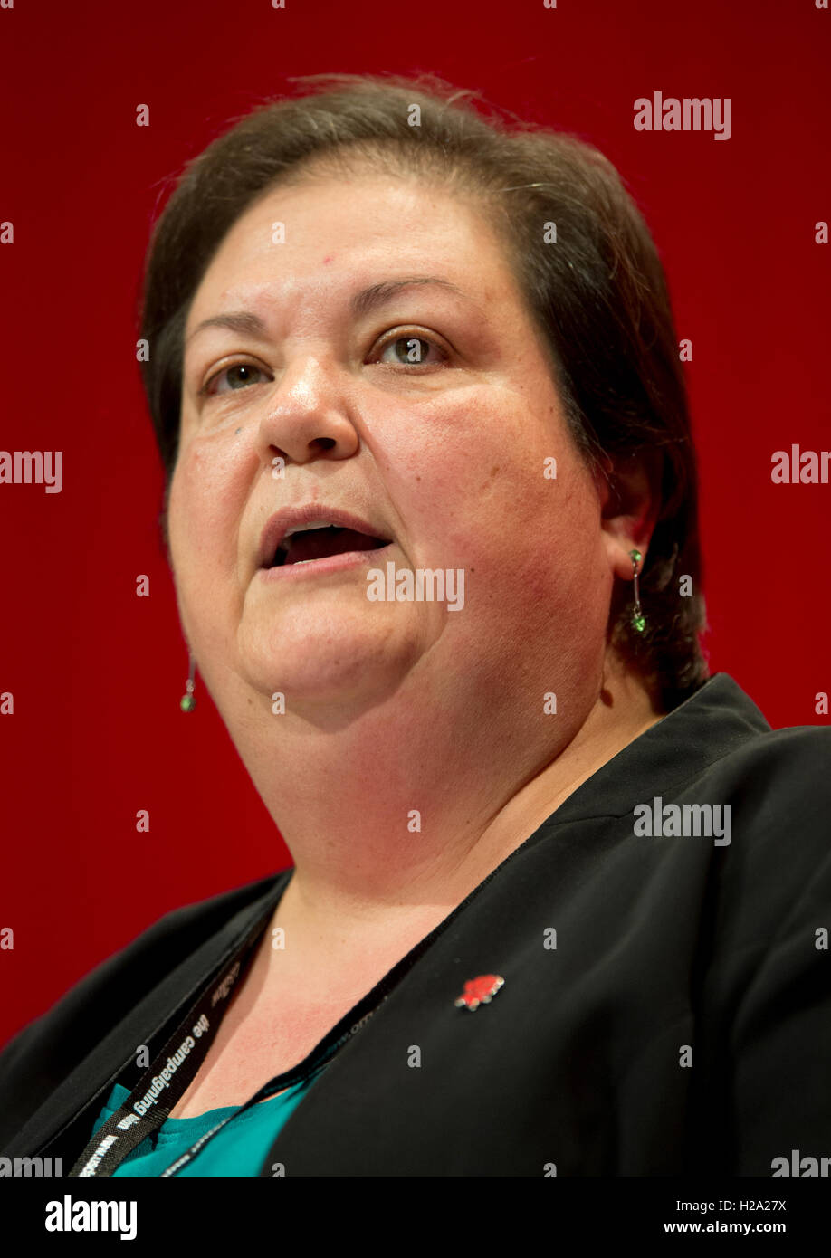 Liverpool, UK. 26th September 2016. West Dumbartonshire MSP Jackie Baillie speaks at day two of the Labour Party Conference in Liverpool. Credit:  Russell Hart/Alamy Live News. Stock Photo