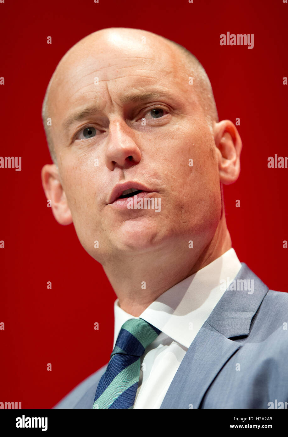 Liverpool, UK. 26th September 2016. Stephen Kinnock MP speaks at day two of the Labour Party Conference in Liverpool. Credit:  Russell Hart/Alamy Live News. Stock Photo