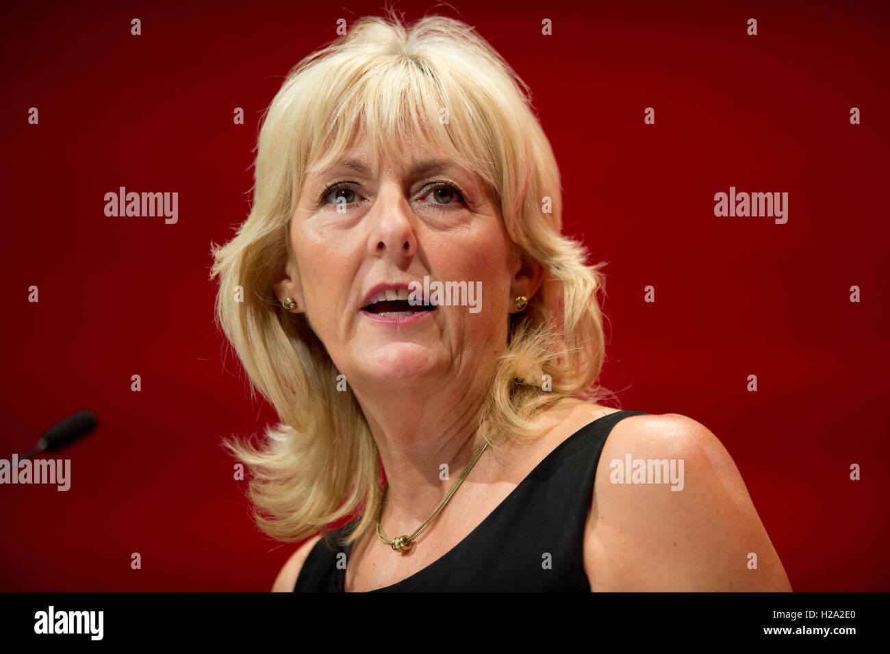 Liverpool, UK. 26th September 2016. Jennie Formby of the National Executive Committee speaks at day two of the Labour Party Conference in Liverpool. Credit:  Russell Hart/Alamy Live News. Stock Photo