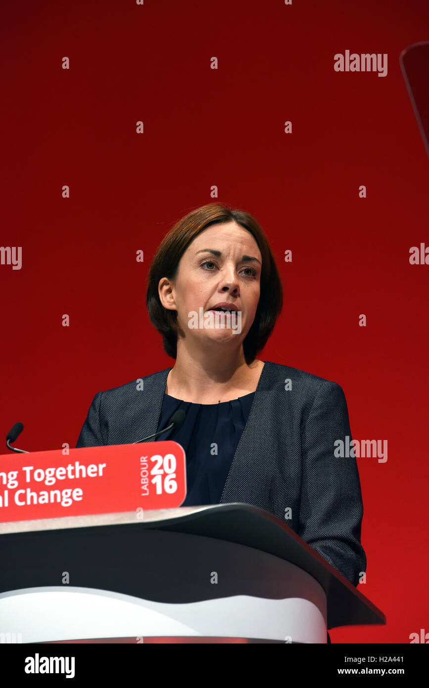 Liverpool, UK. 26th September, 2016. Kezia Dugdale Leader Scottish Labour Party speaking at the Labour Party Conference in Liverpool 2016     Credit:  Della Batchelor/Alamy Live News Stock Photo