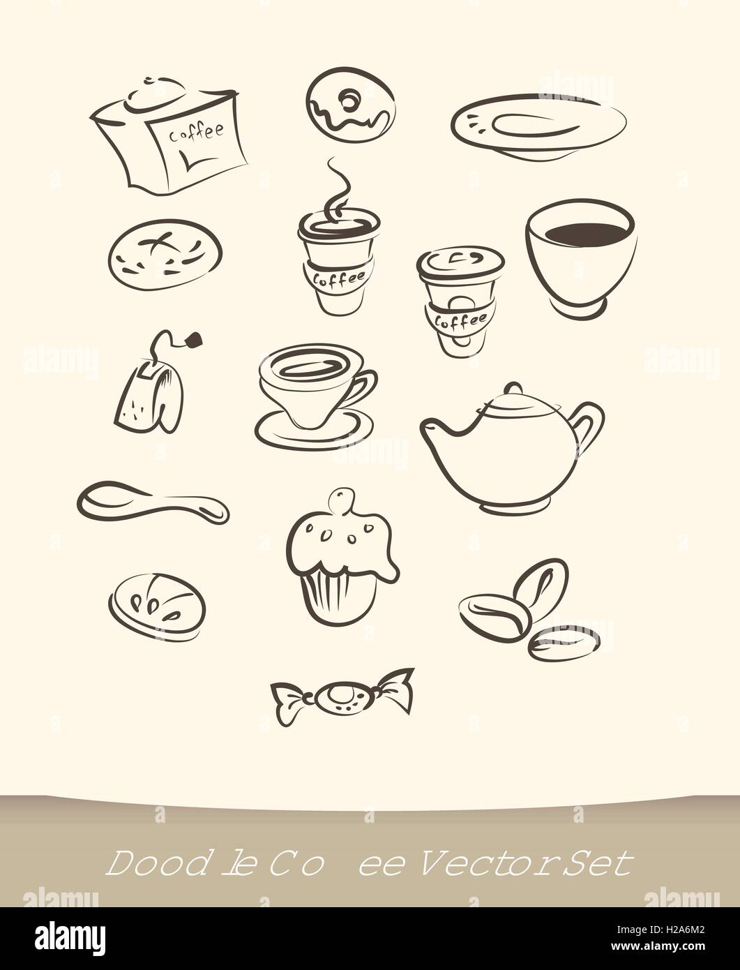 coffee doodle set isolated on white background. vector illustration ...