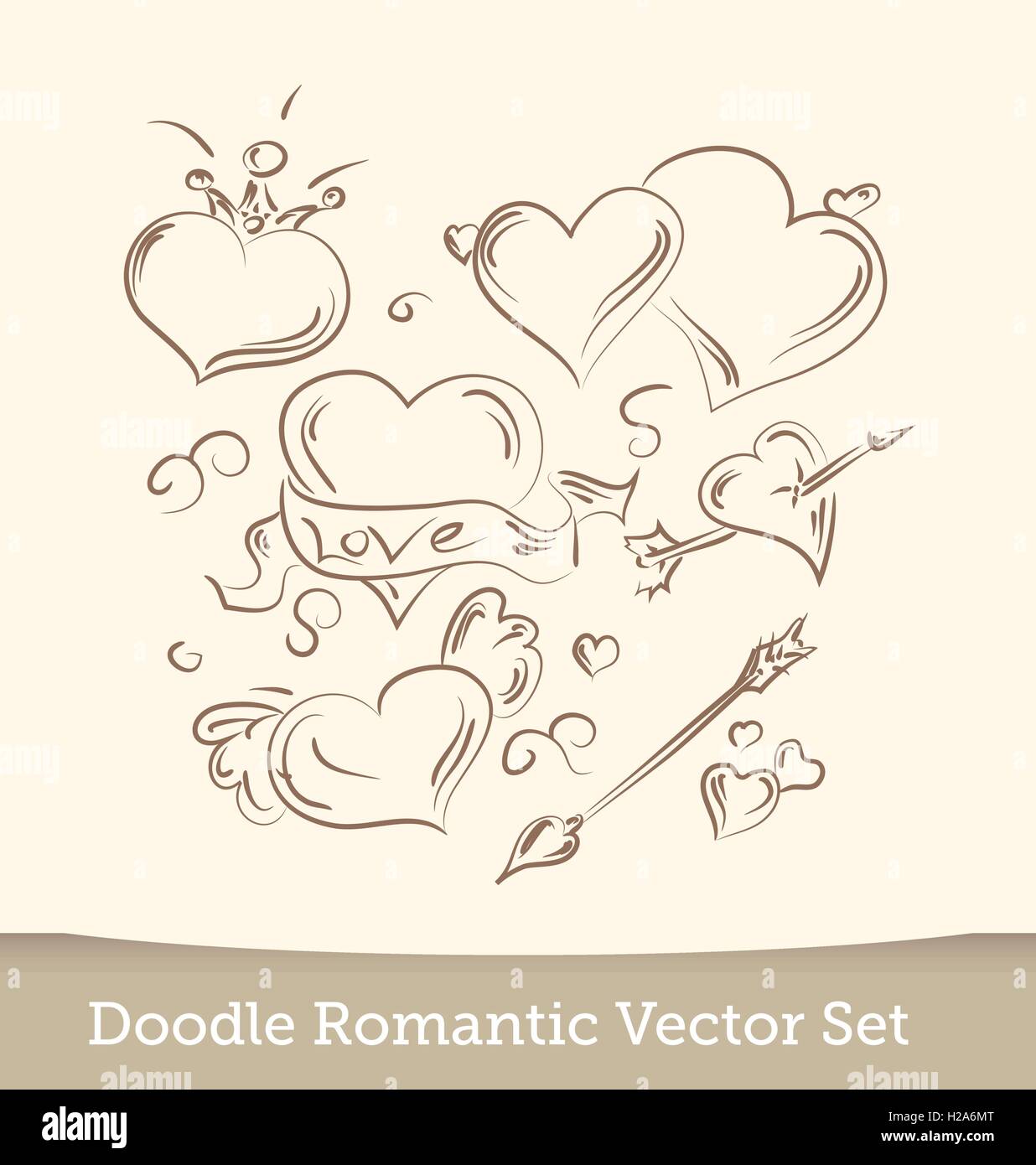 Valentine Doodles set isolated on white background. Vector Stock Vector ...