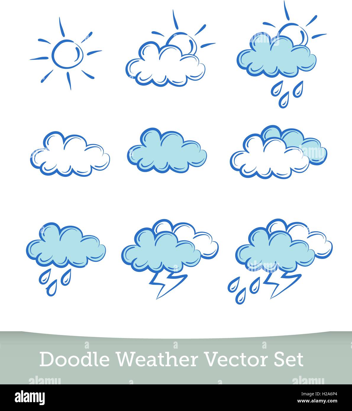 weather doodle set  isolated on white background. Vector Stock Vector