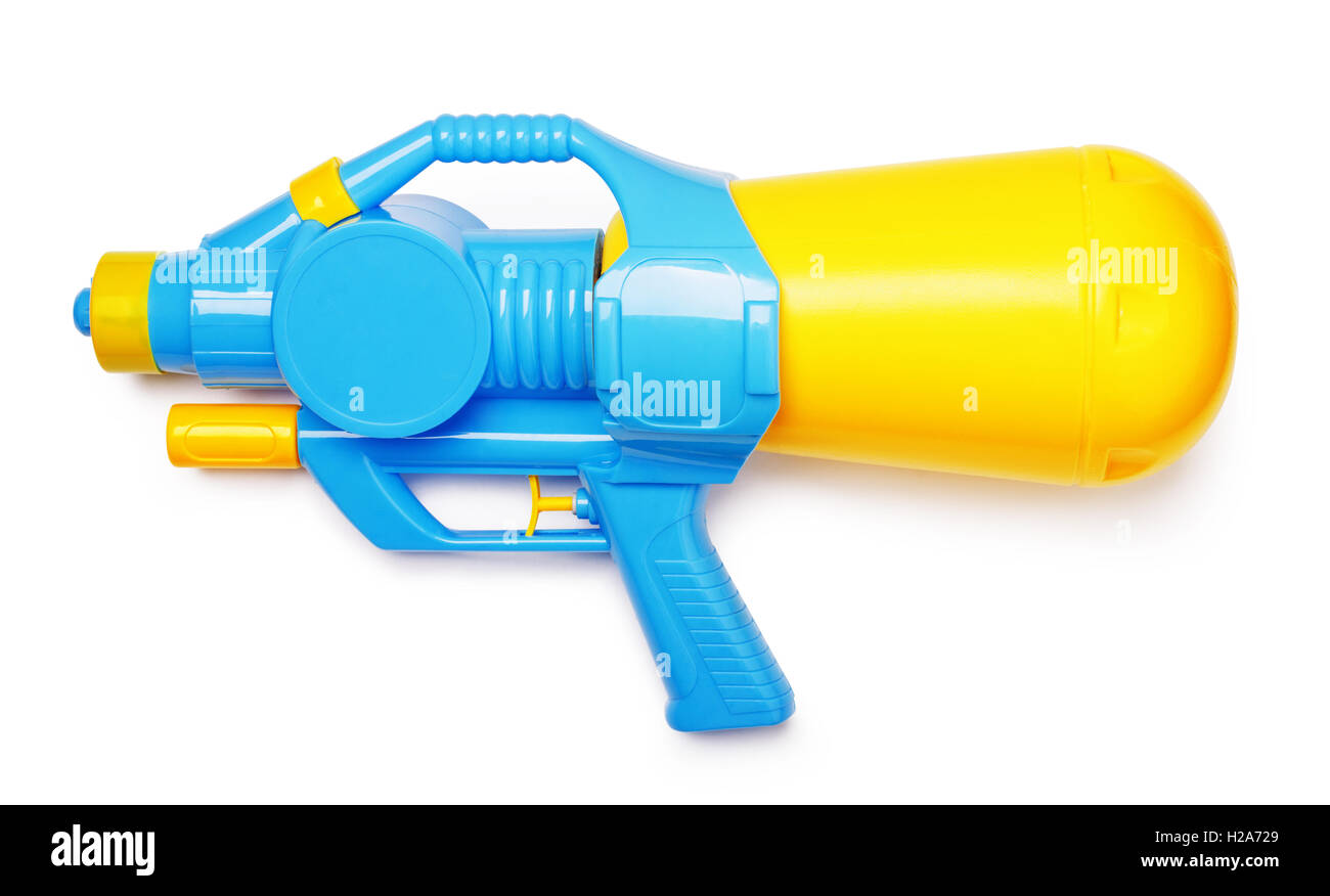 Plastic water gun isolated on white background Stock Photo