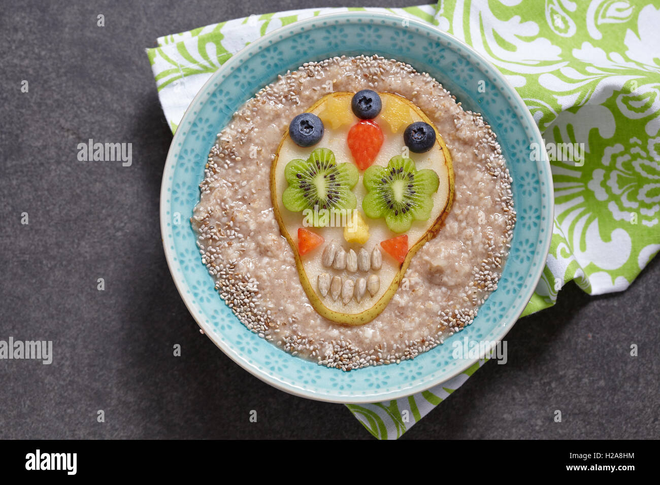 Sugar scull pear with oatmeal Stock Photo