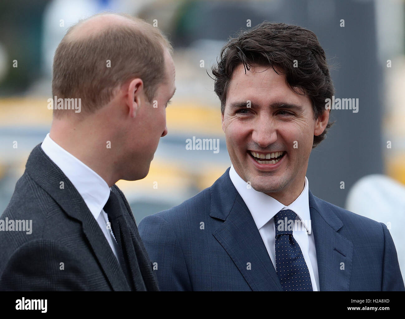 Prime Minister Justin Trudeau and the Duke of Cambridge visit the Canadian Coast Guard and Vancouver First Responders Event at Kitsilano Coastguard Station in Vancouver, Canada. Stock Photo