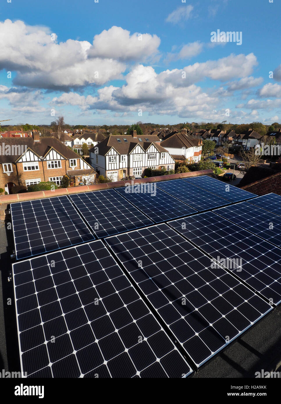 Solar panels on roof Stock Photo