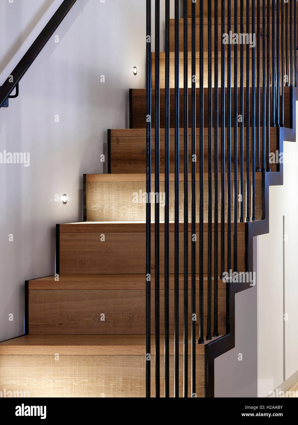 Detail of interior staircase. North Kensington Home, London, United ...