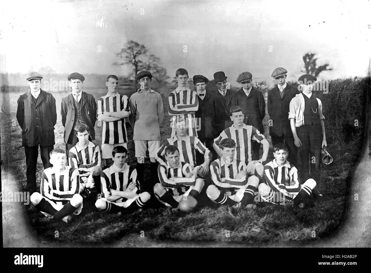 Methodist FC  Football team photo c1910 from damaged glass negative. Photo by Tony Henshaw Stock Photo