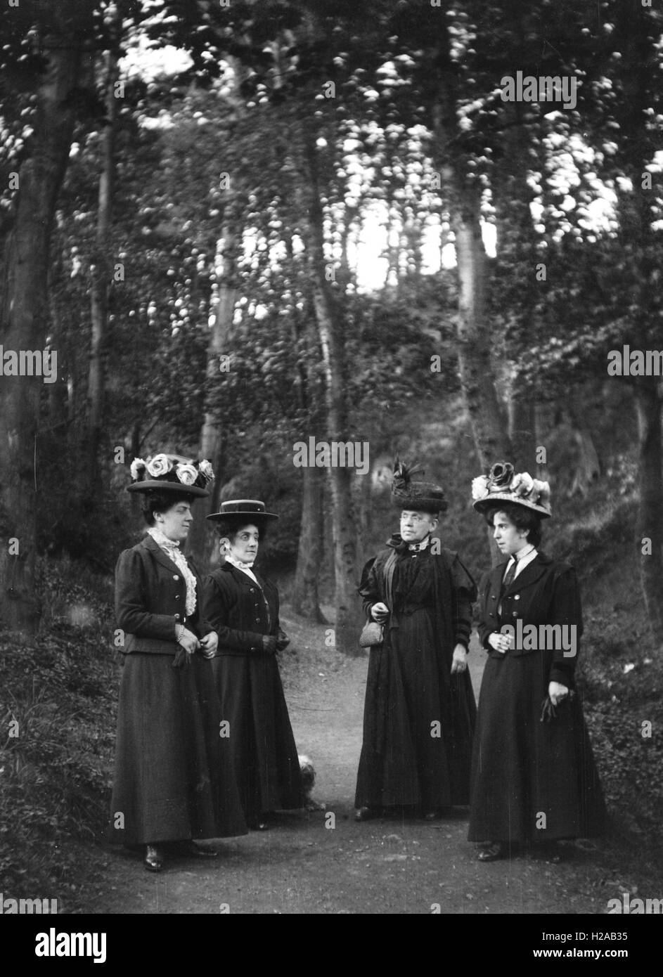 Women posing in the Lake District c1900.  Photo by Tony Henshaw Stock Photo